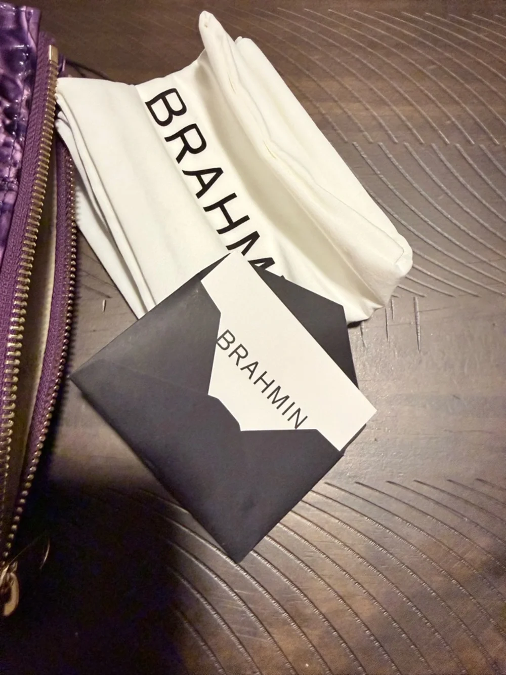 NWT - Brahmin Daisy Wristlet in Heroic Purple w/dustbag & registration card - Picture 6 of 12